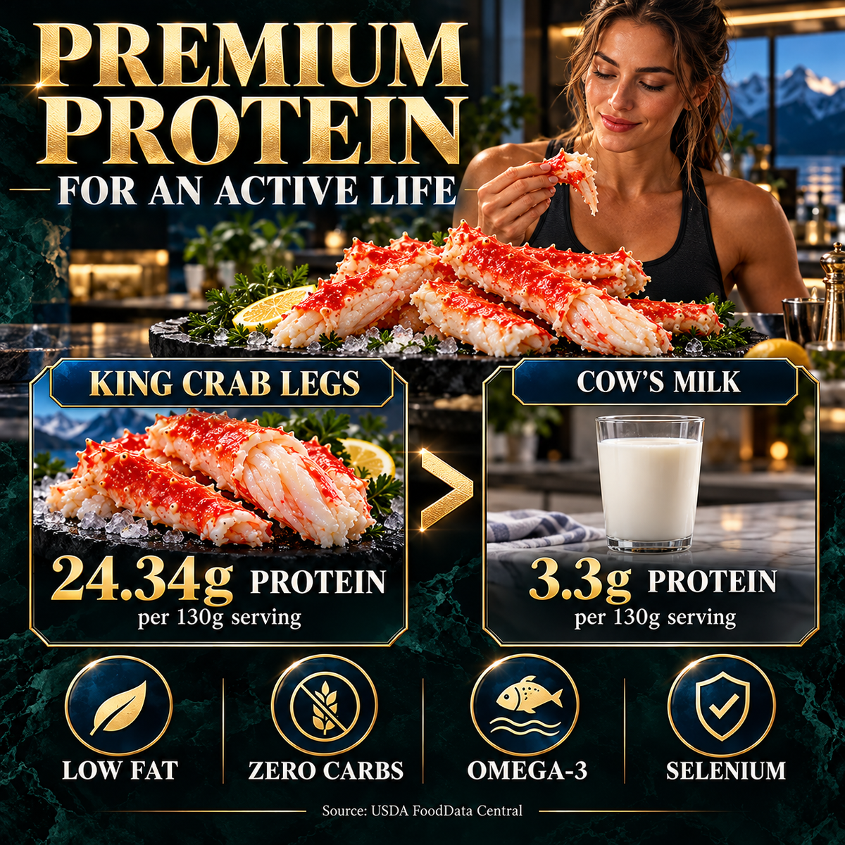Wild-caught premium Alaskan Red King Crab legs